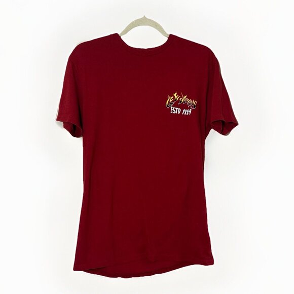 Lee Jeans T-Shirt Men’s Small Graphic Print  Cowboy Skeleton Brick Red Tee - Picture 7 of 13